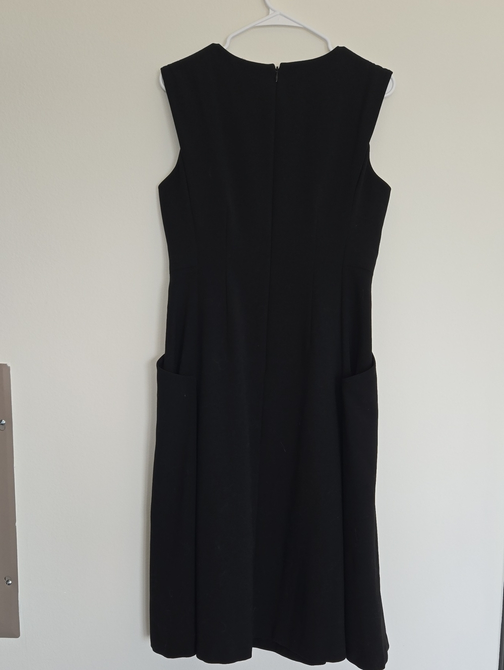 White House Black Market Black Sleeveless Midi Dress with Side Pockets - Picture 7 of 8